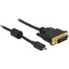 Delock HDMI / DVI káblový adaptér Zástrčka HDMI Micro-D, DVI-D 24+1pol. Zástrčka 2.00 m čierna 83586 s feritovým jadrom, možno skrutkovať, pozlátené kontakty; 83586