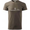 Jesus Saved My Life kríž ekg - Klasické pánske tričko vyššej gramáže - 3XL ( Army )