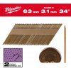 Milwaukee 4932492609 Páskované rámové hřebíky s D-hlavou 34°, 63 x 3,1 mm RS/G/SC2 (2 200 ks)