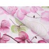 Bavlnená látka/plátno Sandra SA-366 Ružovo-zelené kvety na bielom - šírka 150 cm