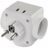 EMOS SK s.r.o. Rozbočovacia zásuvka 3× guľatá, 2× USB - P0024U