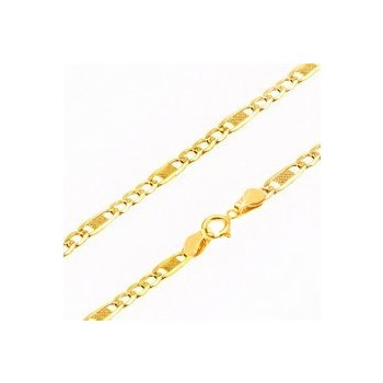 Šperky eshop Zlatá retiazka, tri oválne očká a jedno dlhšie s mriežkou GG100.09