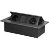 Zásuvkový blok výklopný 2x 230V+ 2x USB A/C, sivý