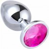 Sensual A22 Kovový análny kolík s ružovým kryštálom 7,5 cm, lesklý