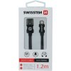 Swissten 71523201 TEXTILE dátový USB - Lightning, 1,2m, černý