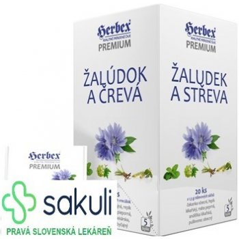 HERBEX Premium ŽALÚDOK A ČREVÁ bylinná zmes čaj 20 x 1,5 g