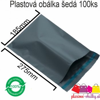Plastové obálky šedé Balenie: 100 ks balenie, Rozmer: 185 x 275 mm