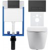 CERANO - Kompletný podomietkový WC set Lite/Cesso - biela matná - WC tlačidlo Slim, čierne matné - na zamurovanie - 49x36 cm