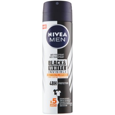 NIVEA Men Black & White Invisible Ultimate Impact Sprej antiperspirant, 150 ml
