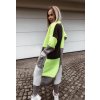 Fashionweek Dámsky farebný sveter kabát geometrické vzory SARA Farba: Limonkka neon, Veľkosť: Universal