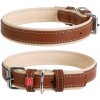 WAU DOG Plochý kožený obojok Soft hnedo béžový Obvod krku: 57-71cm, šírka: 35mm