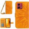 Peňaženkové kožené puzdro Sun Flower na Motorola Edge 40 Neo - Žltá