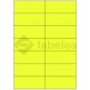 Labelea Samolepiace etikety 105x42,4 mm signálne farebné papierové, na hárku A4, pre laserovú tlač, Farba etikiet Signálna žltá, Počet hárkov v balení 100 EPY105042SY014S