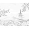 ZUTY Bodkovanie - JAPONSKO CHRÁM A RUŽOVÉ KVETY Rámovanie: vypnuté plátno na rám, Rozmer: 40x50 cm