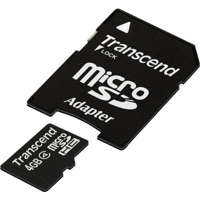 Transcend microSDHC 4GB class 4 + adapter TS4GUSDHC4