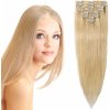Ľudské vlasy - Clip in sada Remy - 55 cm - 8 dielna - odtieň 613 - BLOND - 613 (beach blond)