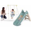 Set šmykľavka s vlhčením s dĺžkou šmyku 90 cm Zvieratká XS Slide Little Smoby a 120 cm hojdačka Baby Swing s kovovou konštrukciou