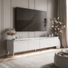 TV STOLÍK NESSIE ART 3 BIELY LESK + STRIEBORNÁ LIŠTA 200 cm LED