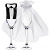 PartyDeco Svadobné oblečenie na poháre Ženích s nevestou