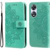 Peňaženkové kožené puzdro 7-petal Flowers na Oppo A58 5G - Zelená