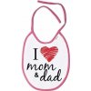 Nepremokavý podbradník I love mom & dad, 24 x 27 cm - ružový Baby Nellys