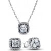 PANDORA set náhrdelník a náušnice halo štvorec 393560C02-45+293551C02