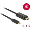 Delock USB-C® / HDMI káblový adaptér USB-C ® zástrčka, Zástrčka HDMI-A 1.00 m čierna 85258 pozlátené kontakty Kábel pre displeje USB-C®; 85258