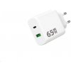 WG - Sieťová nabíjačka GaN 2x USB 65W, 1x USB-C PD 65W + 1x USB-A QC3.0 18W, white