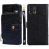 Peňaženkové kožené puzdro Zipper Bag na Motorola Moto G72 - Čierna