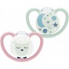 NUK Dojčenský cumlík Space Nights 2ks/BOX dievča Plast/Silikon 6-18m