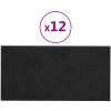 Vidaxl Nástenné panely 12 ks čierne 30 x 15 cm zamat 0,54 m²