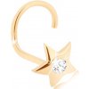 Šperky eshop - Zahnutý piercing do nosa zo žltého 14K zlata - hviezdička so zirkónom S2GG96.04