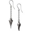Alchemy Gothic Náušnice Havraní lebky na retiazke E473