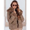 Camel dámska štýlová prešívaná bunda s ozdobnou kožušinou TY5069 XL