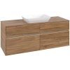 VILLEROY & BOCH Collaro závesná skrinka pod umývadlo na dosku (umývadlo v strede), 4 zásuvky, s LED osvetlením, 1400 x 500 x 548 mm, Oak Kansas, C116B0RH