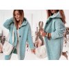 Fashionweek Dámsky exclusive elegantný farebný sveter kabát s kapucňou HONEY S/M/L Farba: mineral, Veľkosť: Universal