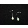 Tiniana Stříbrné naušnice s pravou říční perlou visací klasik