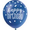 Qualatex Balónik pastel 30 cm potlač Happy birthday modrý mix