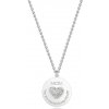 Šperky eshop - Strieborný 925 náhrdelník - lesklý kruh, trblietavé srdce s nápismi, 
