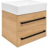 Kúpeľňová skrinka s umývadlom a čiernou úchytkou SAT Cube Way 60x53x46 cm dub Hickory mat CUBE46C602DHSATCW