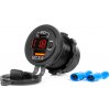 Vodotesná telefónna nabíjačka so spínačom ČERVENÝ LED indikátor Digitálny voltometer USB + USB C QC3.0 12/24V AMIO-04222