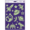 Okenná fólia bez lepidla plastová svietiaca v tme raketa, ufo 20 x 30 cm