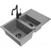 MEXEN/S MEXEN/S - Gaspar granitový drez 1.5 s odkvapkávačom vrátane batérie Carla, šedá 6507-71-670700-70-B
