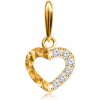 Šperky eshop - Zlatý prívesok 585 - ligotavá kontúra srdiečka, číre zirkóny a diamantový rez GG118.09
