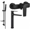 MEXEN/S - Lynx DF72 SET umývadlová a sprchová batéria s príslušenstvom, čierna 745914DF72-70
