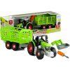 Lean Toys Montážny traktor s otvoreným prívesom 43 cm