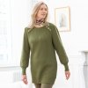 Blancheporte Jednofarebný tunikový pulóver s ozdobnými gombíkmi olivová