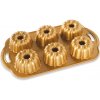 Nordic Ware Forma v tvare včelieho plástu ANNIVERSARY BUNDLETTE BUNDT , na 6 minibáboviek, zlatá