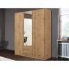 Šatníková skriňa so zrkadlom Case, 136 cm, dub artisan