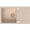 Sink Quality Sink55, kuchynský granitový drez 780x460x215 mm + zlatý sifón, béžová, SKQ-SINK.P.1KDOL.XG